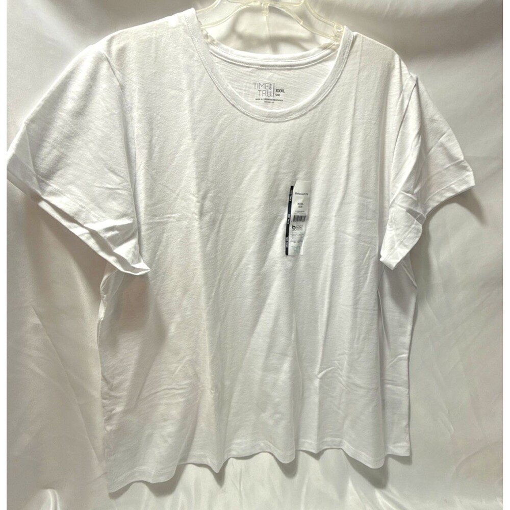 Time & Tru Crew T-Shirt Vivid White Women's Size 22 XXXL Tee Top